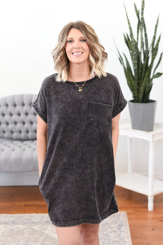 mineral wash t shirt dress Wisteria Mineral Wash Pocketed T-shirt Long Dress