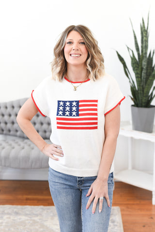 Lindsie Flag Sweater Knit Top