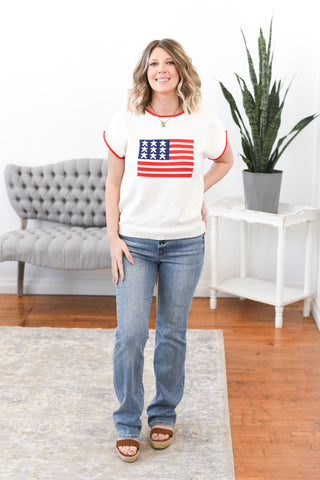 Lindsie Flag Sweater Knit Top