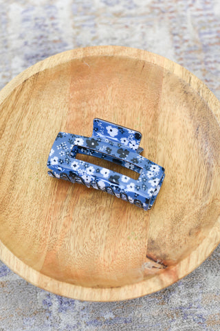 Jumbo Floral Rectangle Hair Claw Clip
