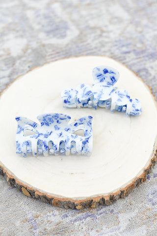 Vintage Toile Pattern Porcelain Hair Claw Clip