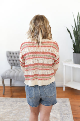 Mirei Open Knit Striped Top