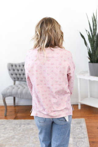 University Side Slit Pullover - Tea Rose