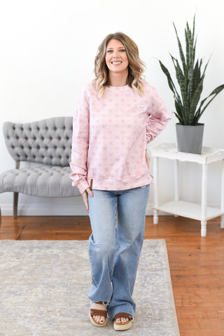 University Side Slit Pullover - Tea Rose