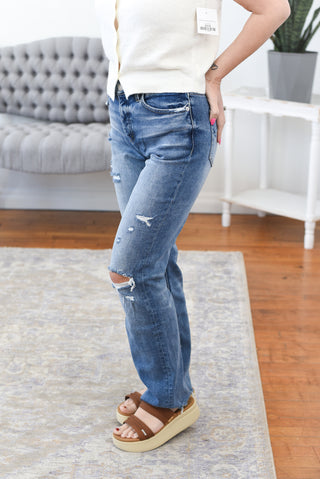 Norah High Rise Button Fly Straight Leg Mica Jeans