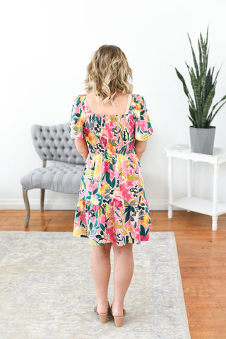 Jessie Floral Flutter Sleeve Mini Dress