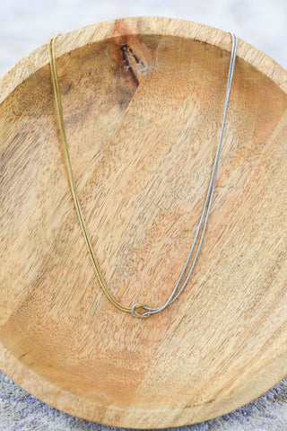 Mixed Metal Square Knot Necklace