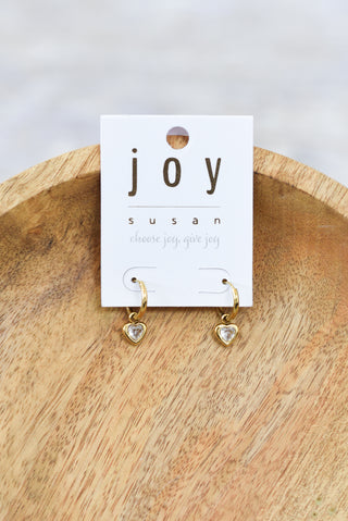 Gold Heart + Crystal Huggie Hoops