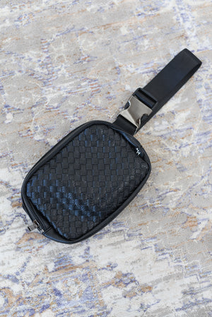 Woven Faux Leather Belt Bag