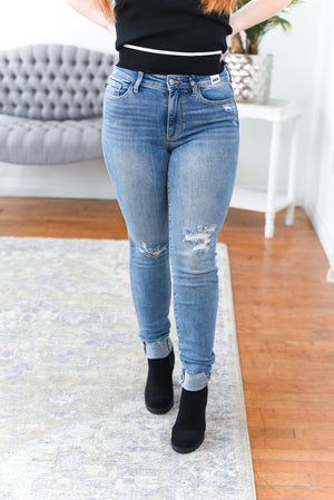 Sara Mid Rise Skinny Distressed Judy Blue Jeans