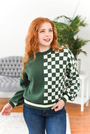 Emerson Checkered Crew-Neck Sweater