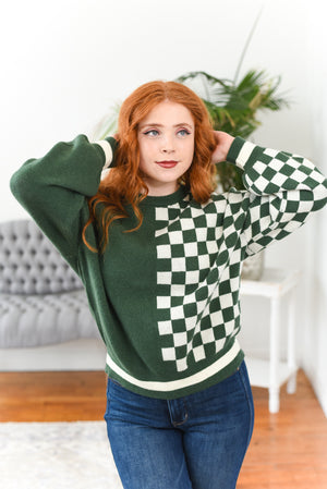 Emerson Checkered Crew-Neck Sweater