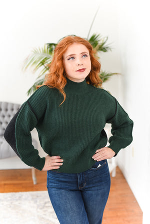 Halle Colorblock Mock-Neck Sweater