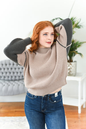 Halle Colorblock Mock-Neck Sweater