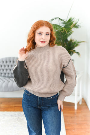 Halle Colorblock Mock-Neck Sweater