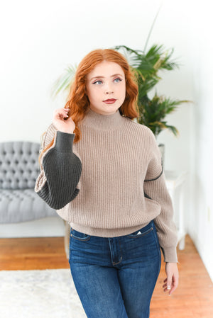 Halle Colorblock Mock-Neck Sweater