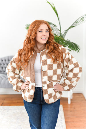 Shelly Snap-Front Checkered Jacket