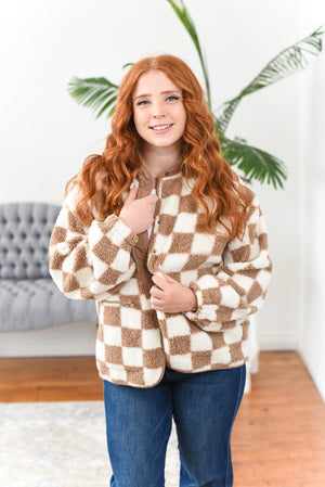 Shelly Snap-Front Checkered Jacket