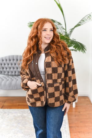 Shelly Snap-Front Checkered Jacket