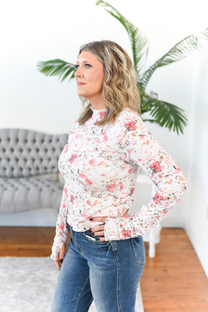 Marcie Floral Long Sleeve Mesh Top