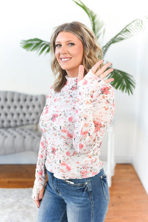 Marcie Floral Long Sleeve Mesh Top