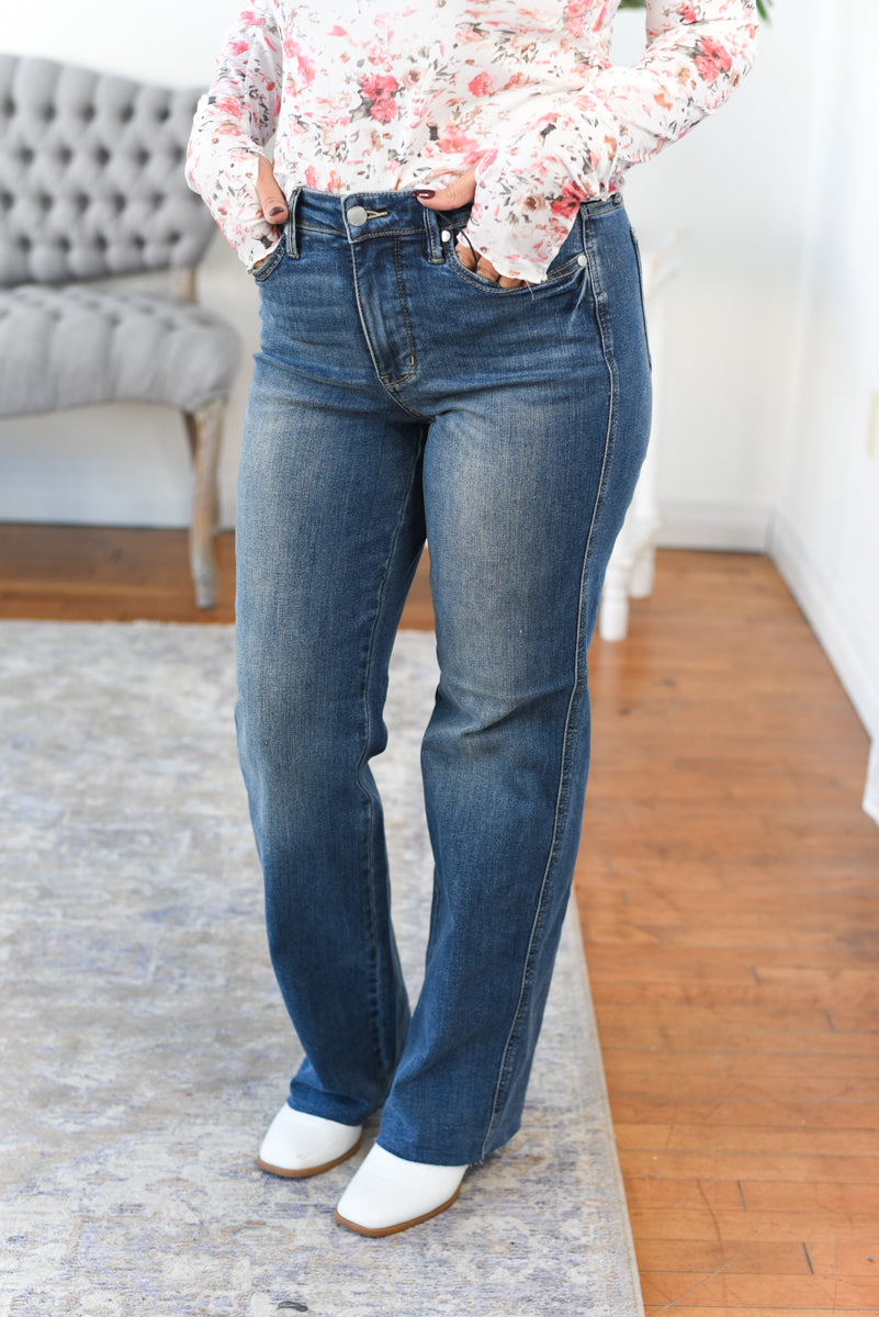 Elle High Rise Tummy Control Straight Leg Judy Blue Jeans