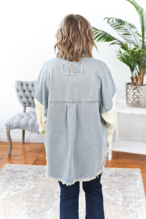 Alex Sweater Sleeve Denim Shacket