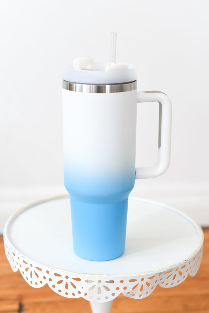 Blue Ombre Stainless Steel Handled Tumbler
