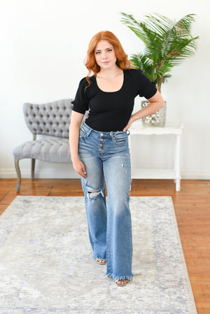Donna Mid-Rise Wide Leg Risen Jeans