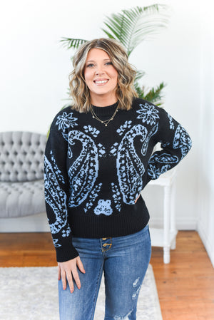 Jadea Paisley Print Knit Sweater