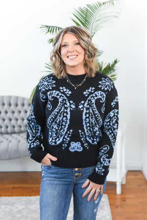 Jadea Paisley Print Knit Sweater