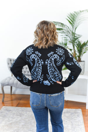 Jadea Paisley Print Knit Sweater