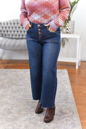 Jackie High Rise Crop Wide Leg Risen Jeans