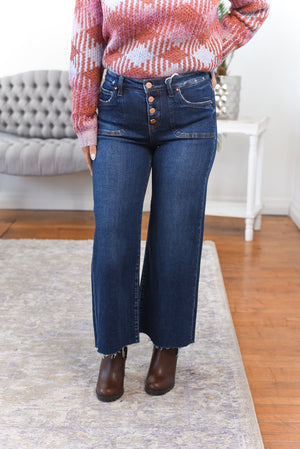 Jackie High Rise Crop Wide Leg Risen Jeans