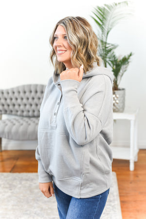 Abby Half Button Fleece Hoodie