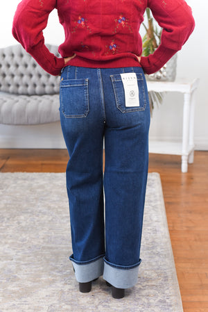 Callie High Rise Patch Pocket Wide Leg Risen Jeans