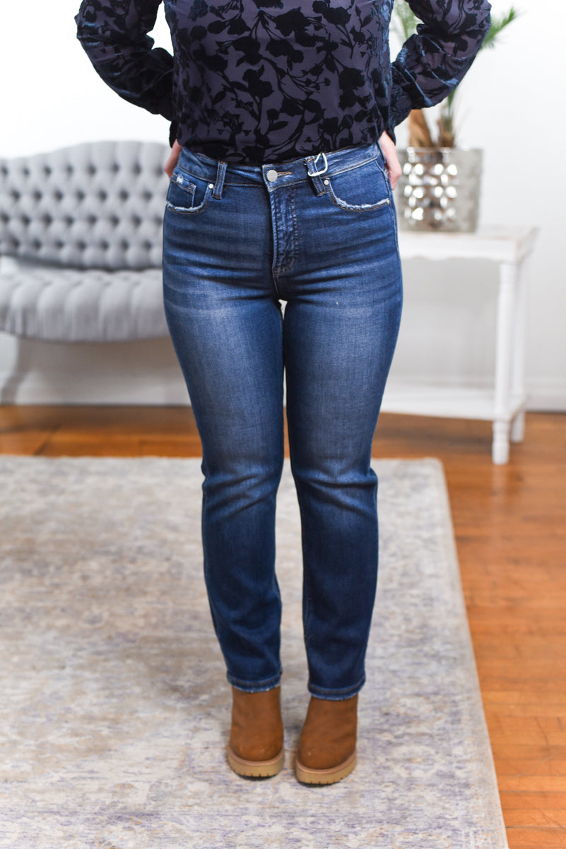 Christina Tummy Control Cropped Straight Risen Jeans