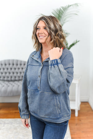 Thea Mineral Wash Button Down Sweatshirt