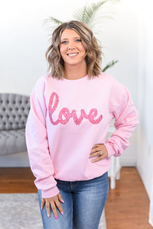 Love Faux Tinsel Crewneck Sweatshirt