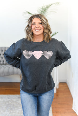 Checkered Heart Crewneck Sweatshirt