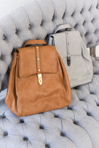 brown leather studded backpack Olive Studded Whipstitch Backpack – Olive Rose Boutique