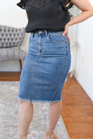 Sydney Fray Hem Midi Skirt