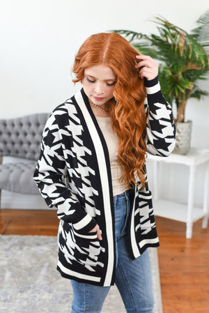 Riley Houndstooth Print Cardigan