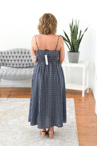 Penny Plaid Corset Front Midi Dress