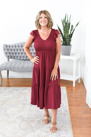 Catalina Flutter Sleeve Midi Dress