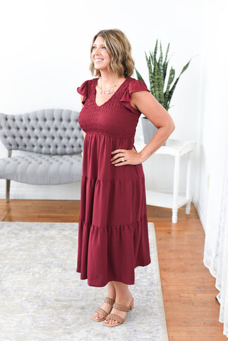 Catalina Flutter Sleeve Midi Dress