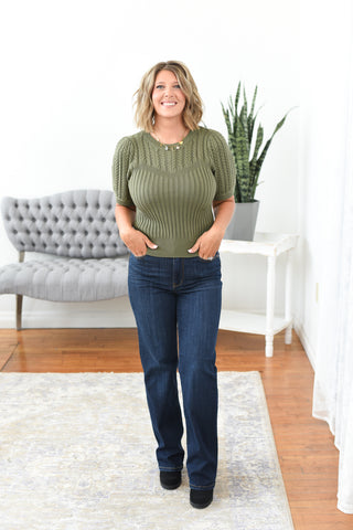 Scout Puff Short Sleeve Cable Knit Sweater