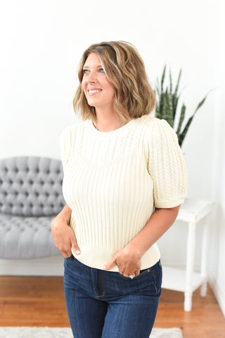 Scout Puff Short Sleeve Cable Knit Sweater