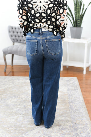 Aspyn Patch Mid Rise Double Pocket Straight Leg Judy Blue Jeans