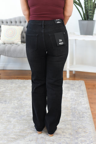 Maura High Rise Straight Leg Black Mica Jeans